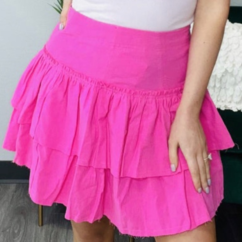 ⭐️ NWT - GeeGee - Pink Cotton Tiered Ruffle Skirt - Womans Size Small
